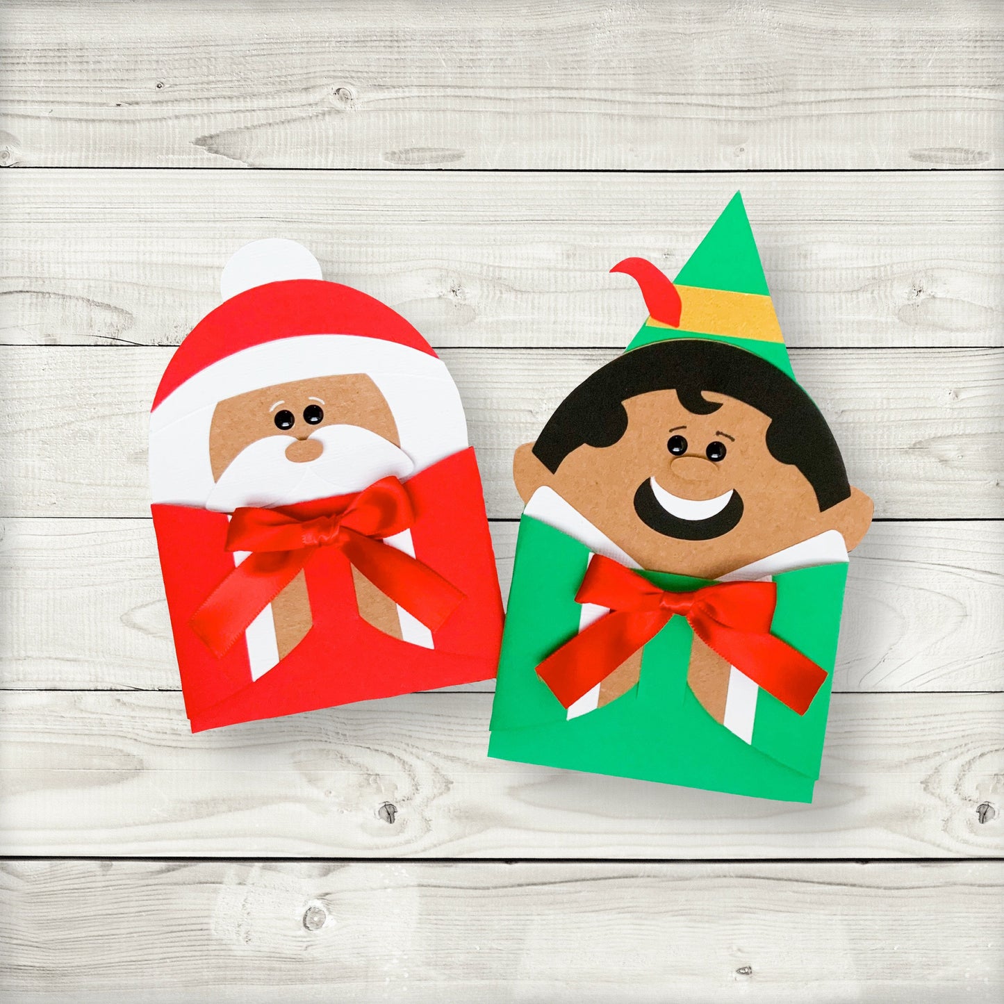 black santa and elf gift card holders – cute christmas money or holiday cash cards