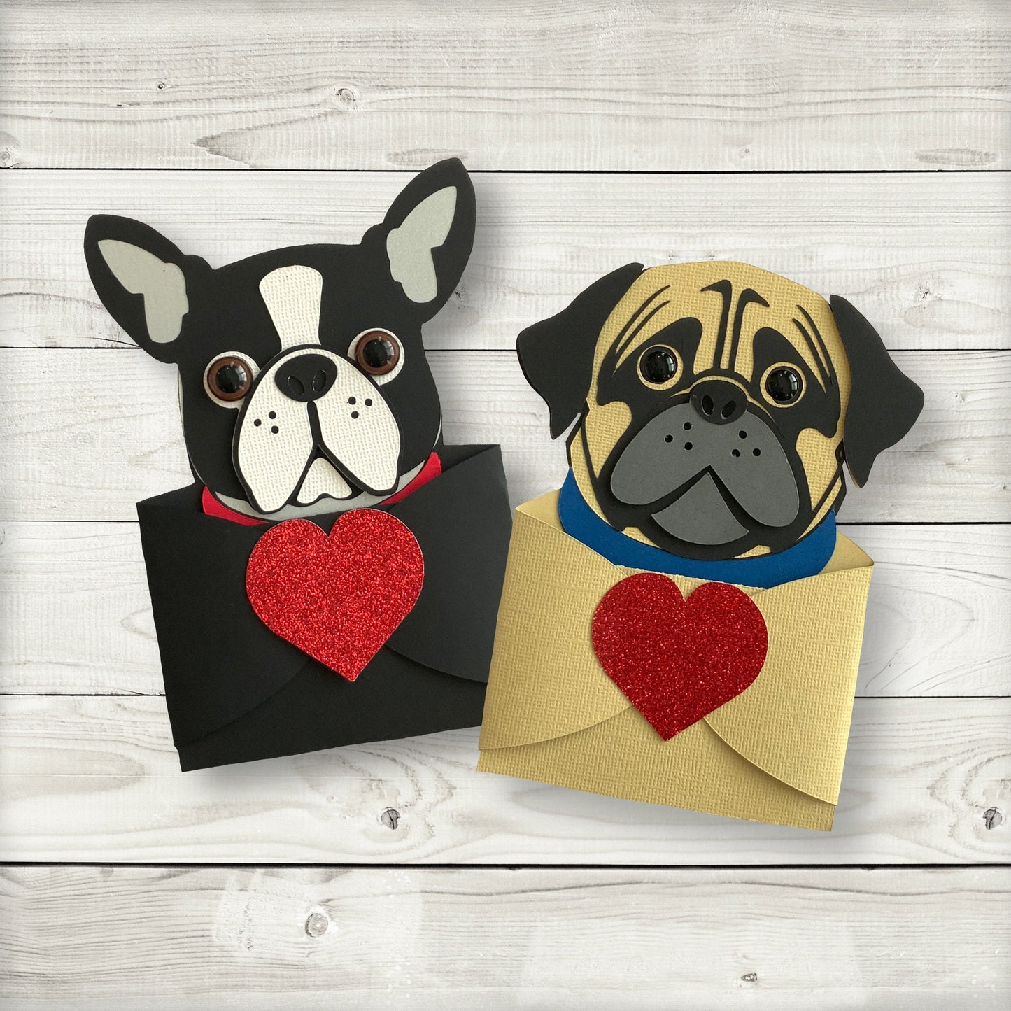 pug or boston terrier gift card holder: dog party invitation