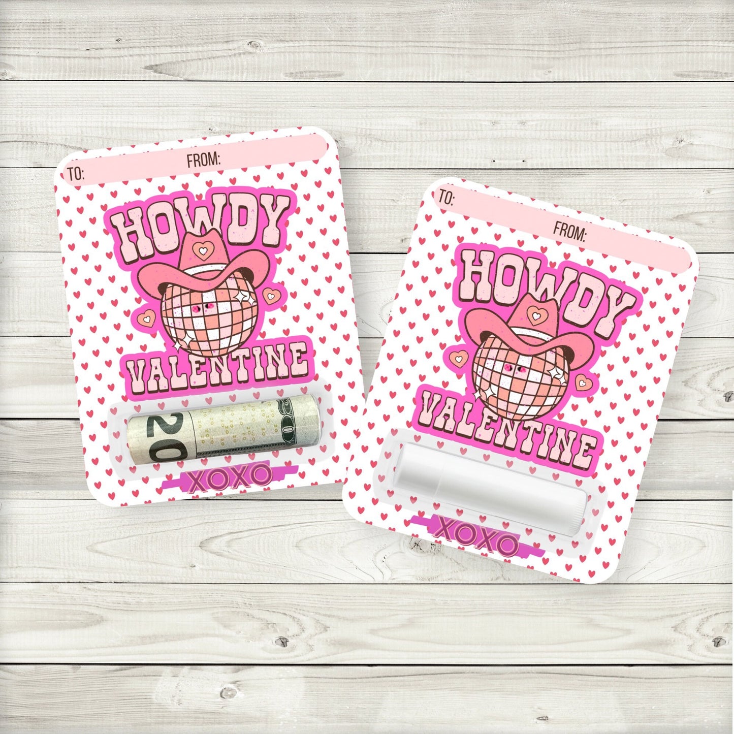 howdy valentine lip balm money card party favors