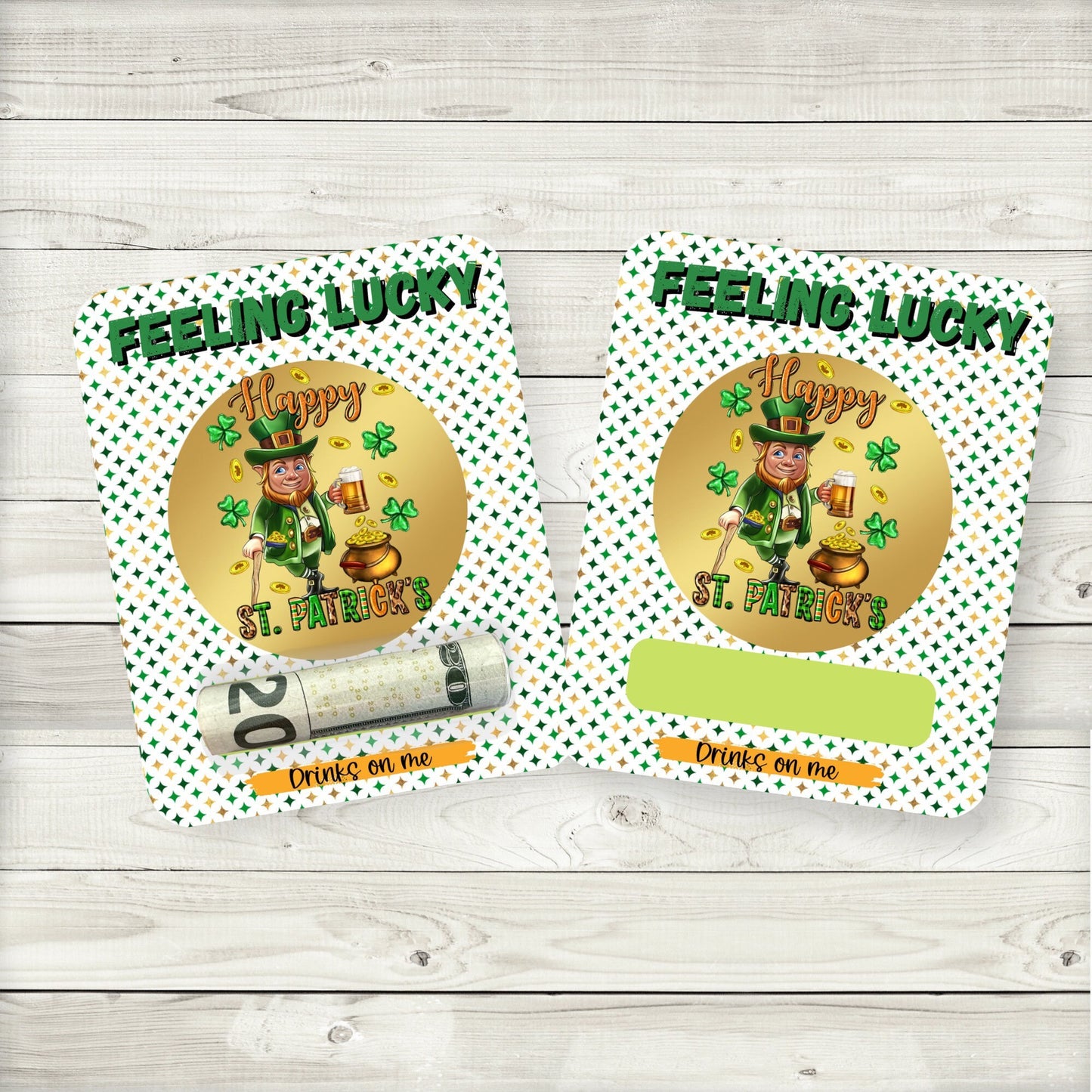 st patrick's day money card holder: drinks on me