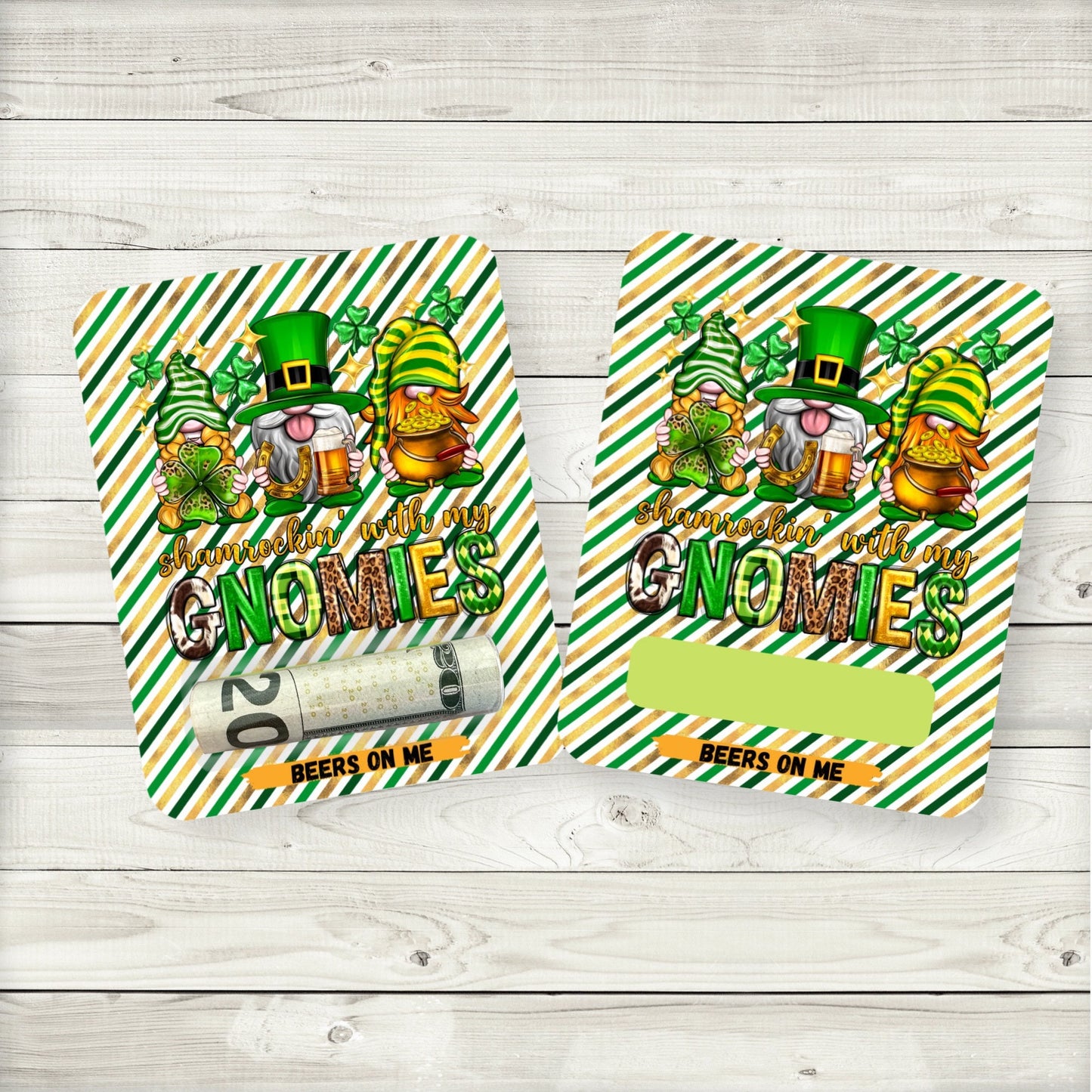 st patrick's day gnome money card: lip balm holder
