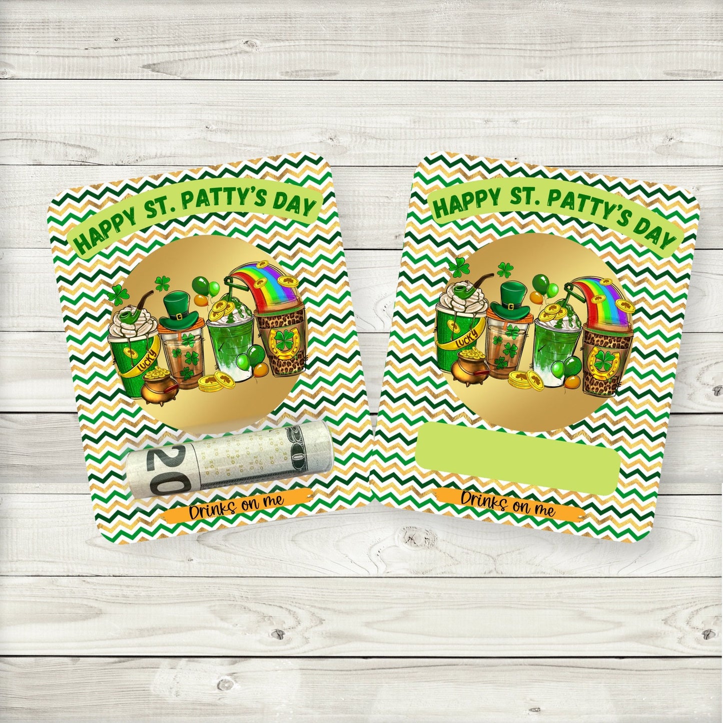 st patrick's day drinks on me money card holder