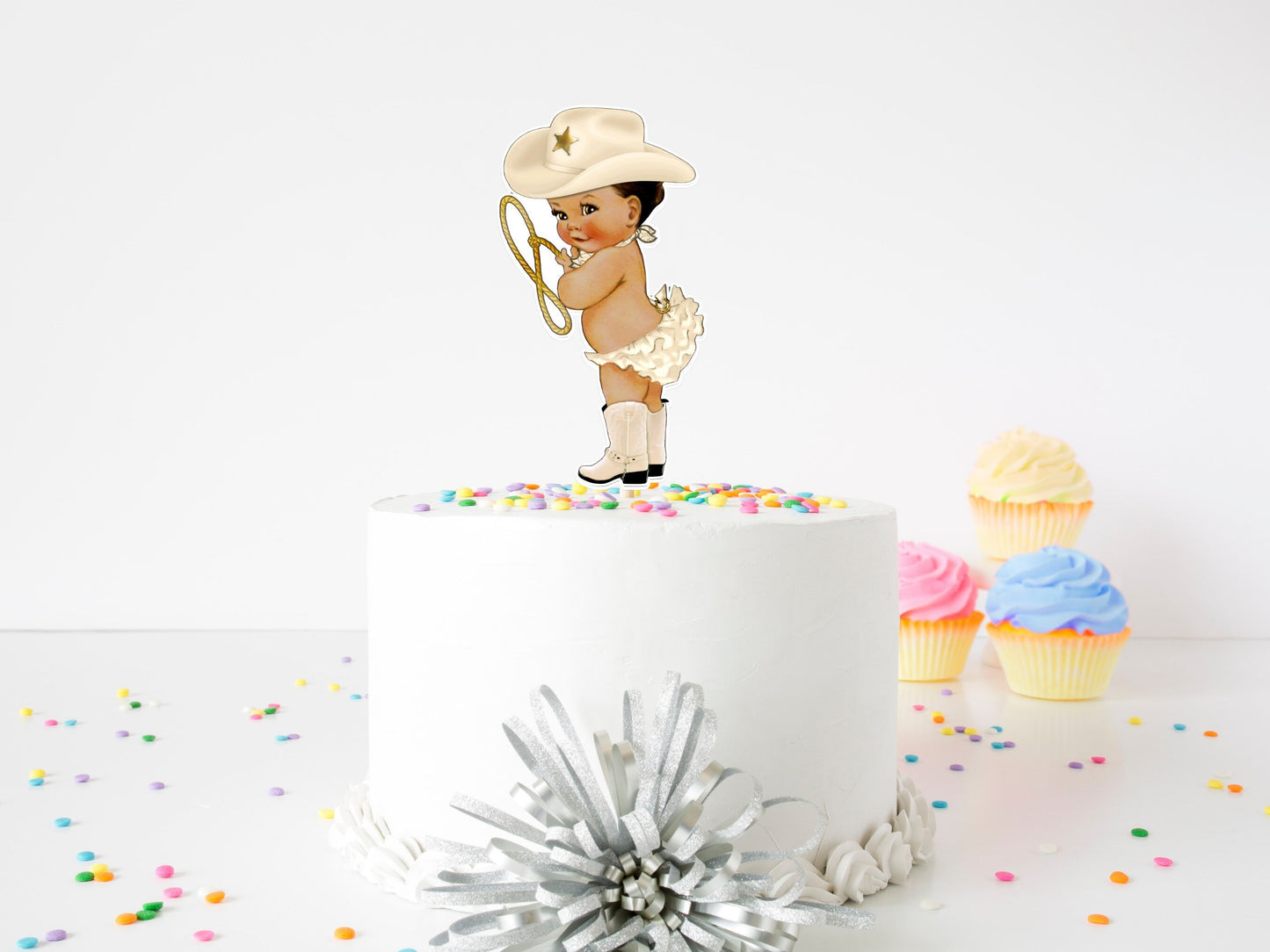 cowgirl cake topper: pink rodeo birthday, baby shower decor