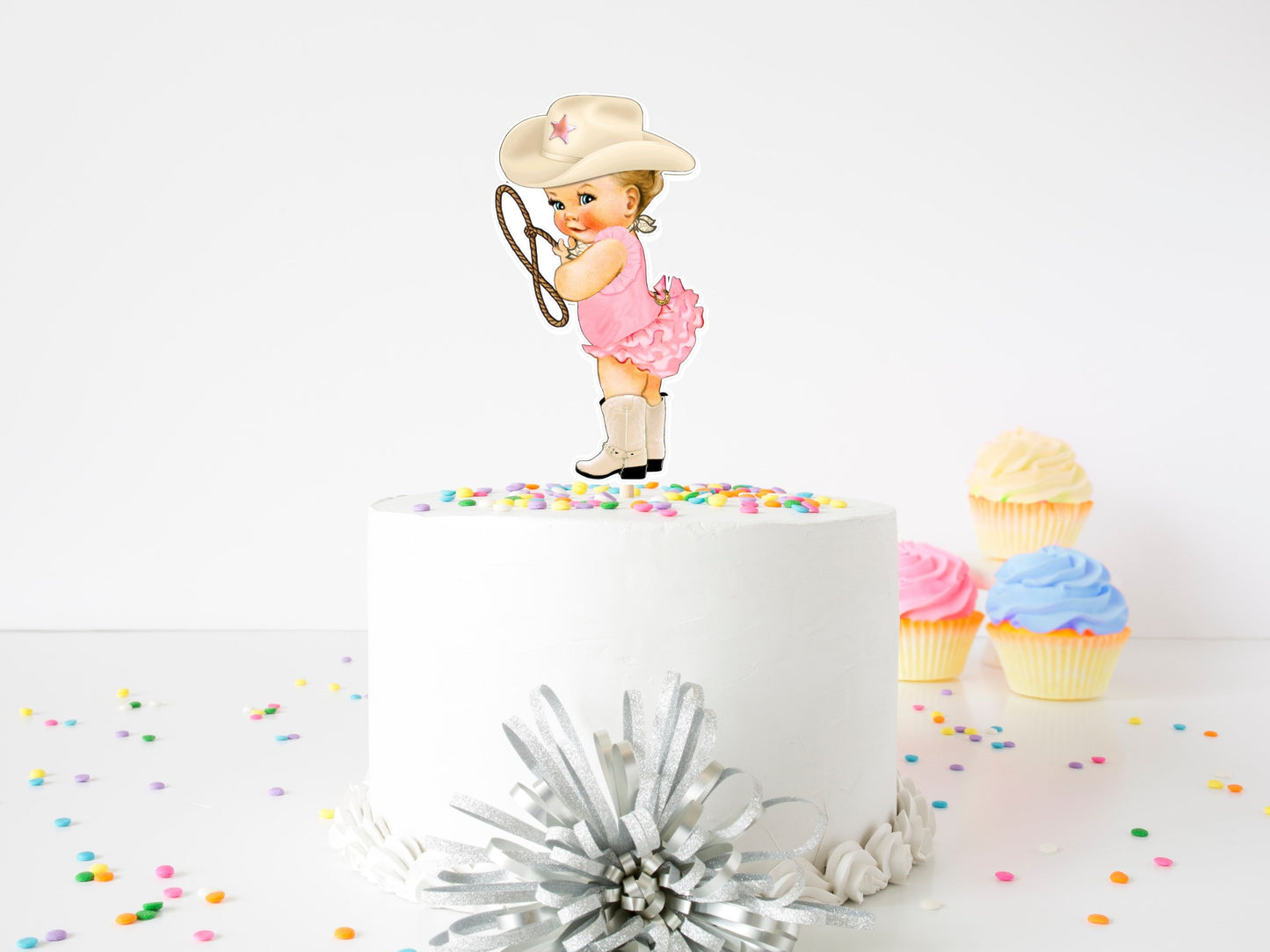 pink cowgirl cake topper: rodeo birthday party decor