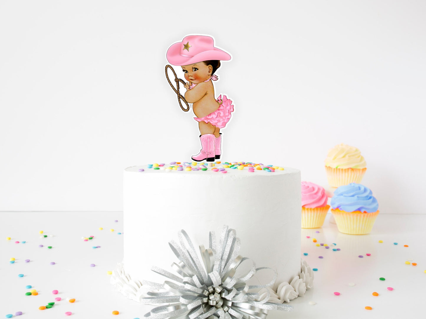 pink rodeo cowgirl cake topper: western birthday party decor