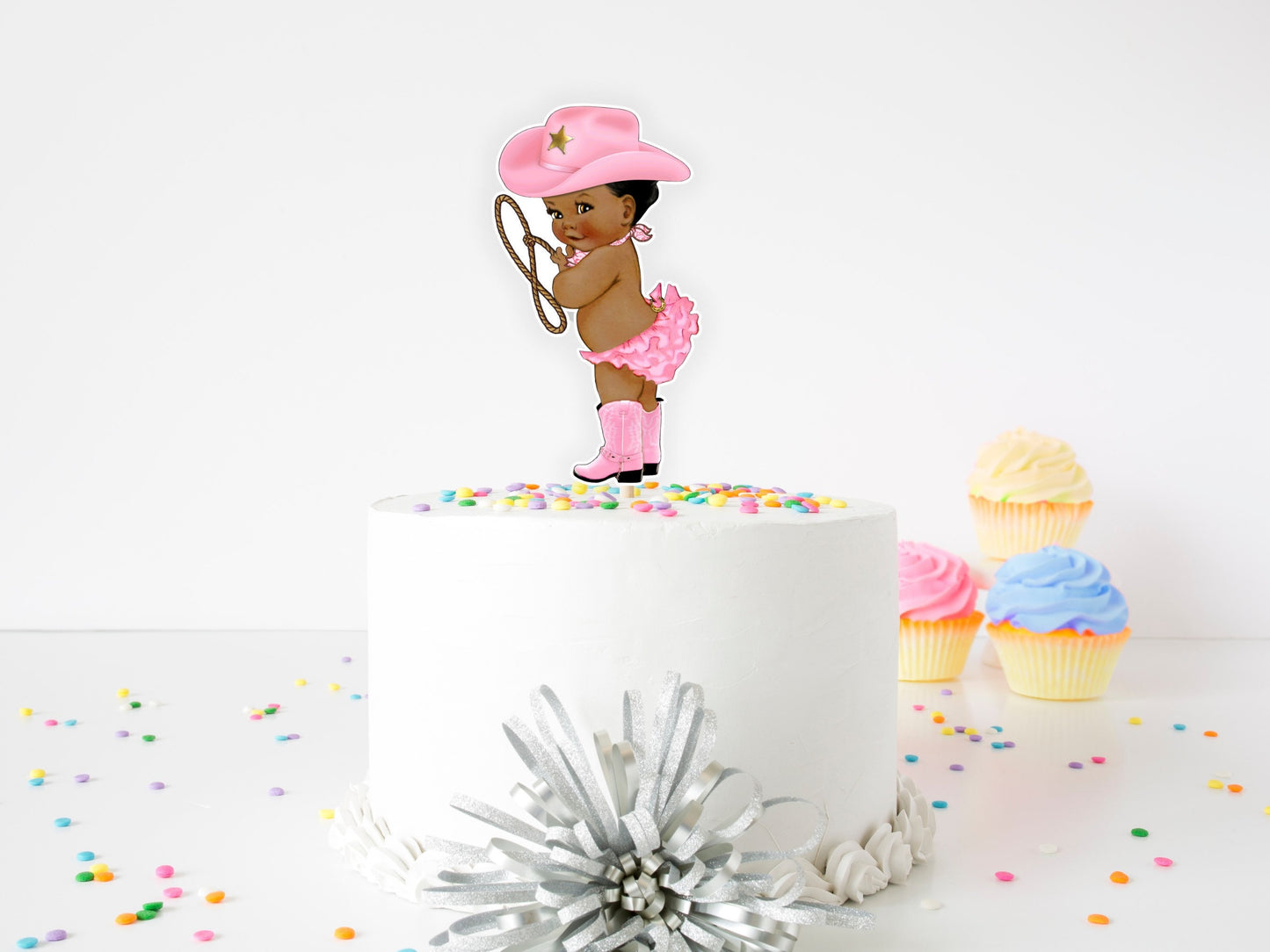 pink cowgirl cake topper: rodeo birthday party decoration