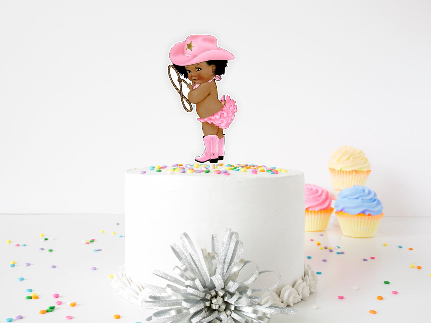 pink cowgirl cake topper: rodeo birthday party decoration