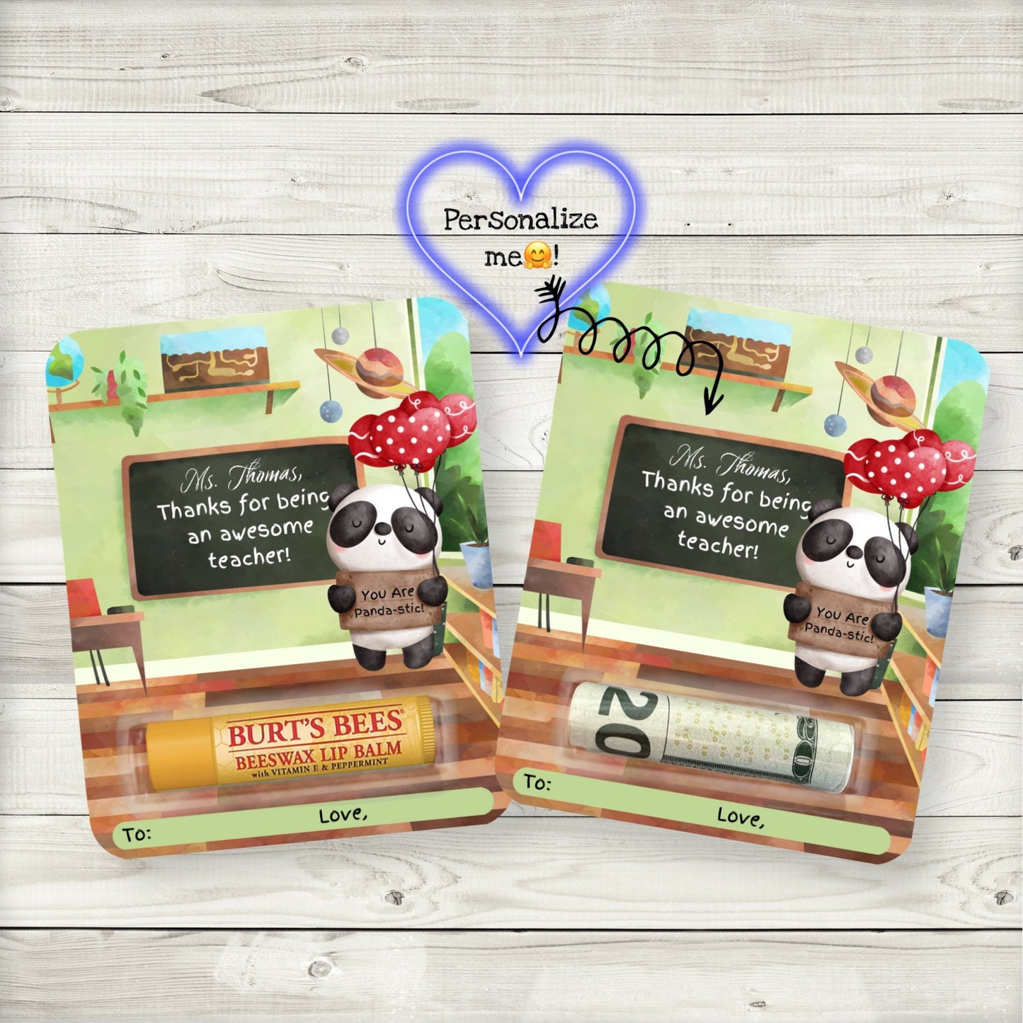 panda teacher appreciation money card holder: end of year gift