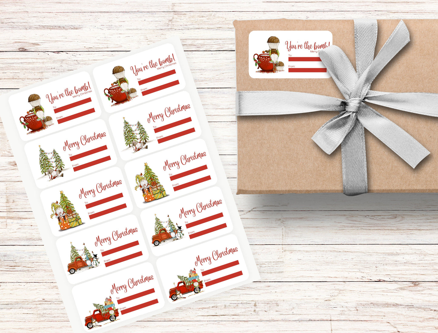 snowman tag stickers | cute christmas gift stickers | gift stickers | present stickers | 3” x 1.7” sheet of 10