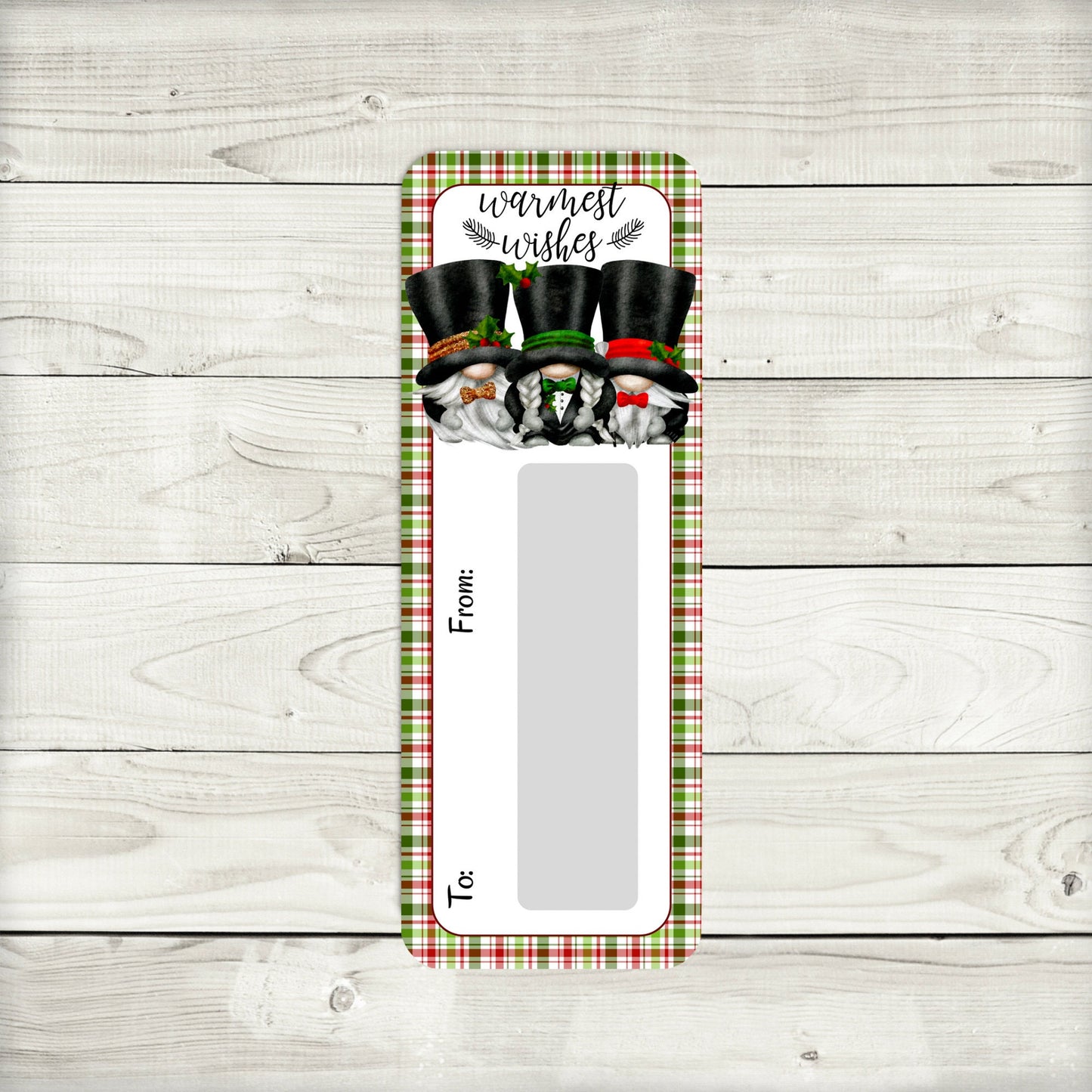 top hat christmas gnomes money card holder (1.75 x 4.75 in)