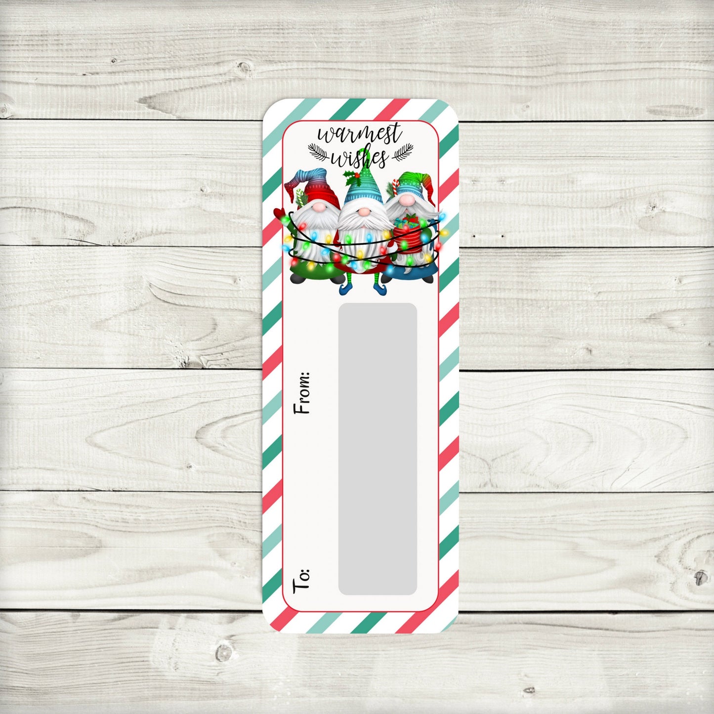 christmas gnome money card holder: holiday cash gift, christmas lit gnomes