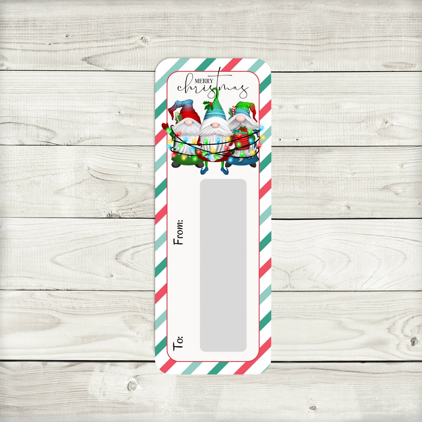 christmas gnome money card holder: holiday cash gift, christmas lit gnomes