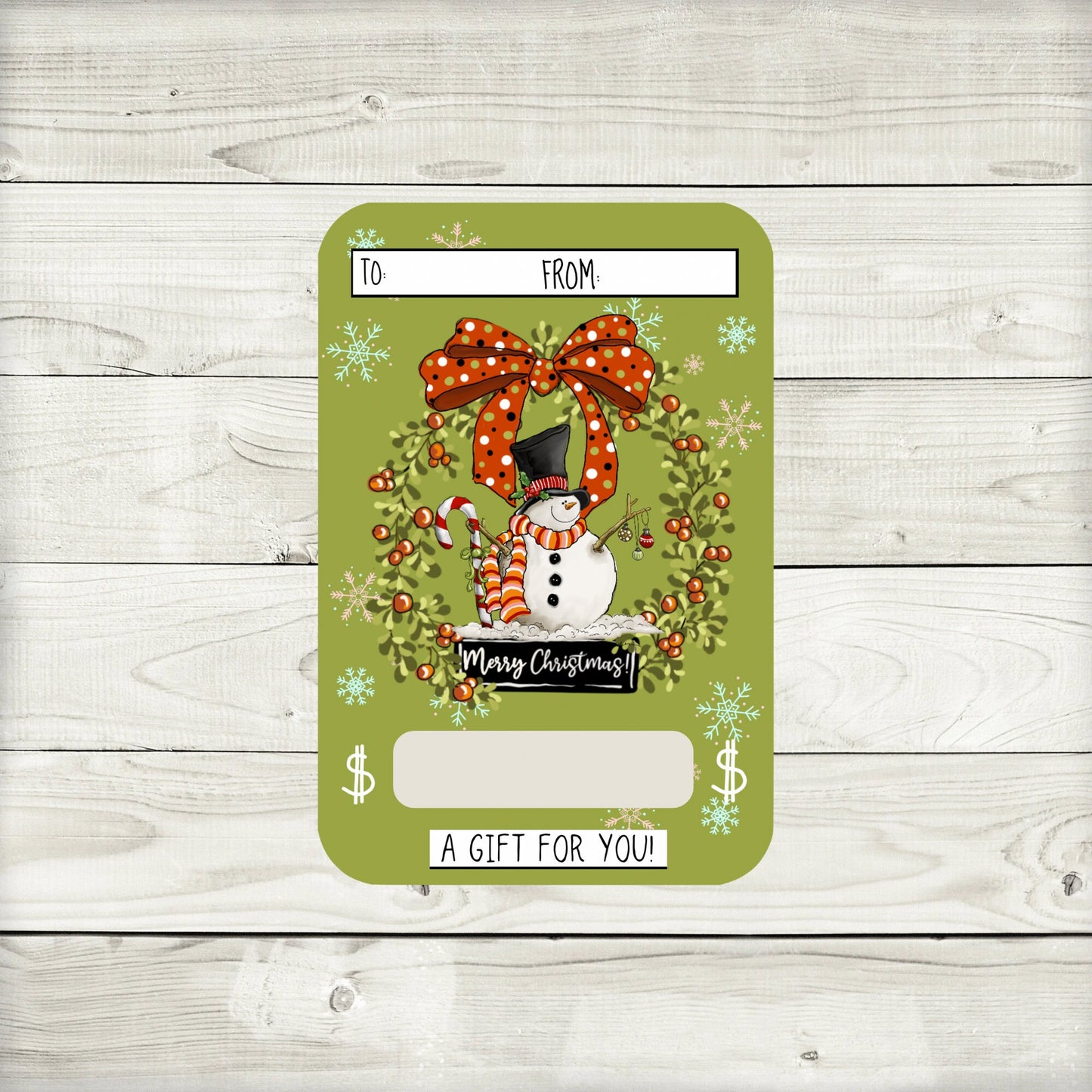 snowman chickadee christmas money card holder: cash gift cards