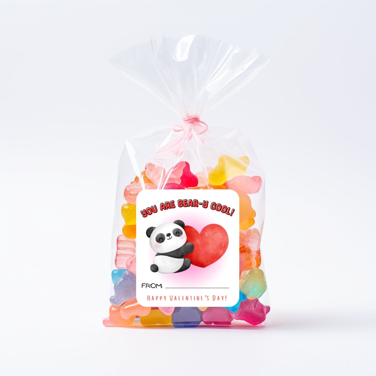 panda valentine’s day kids party cards or stickers, valentine’s day classroom cards, valentine’s day tags, set of 8 (3 x 2.64”)