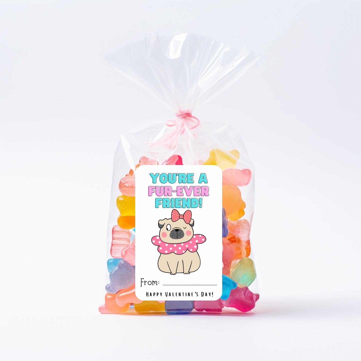 bulldog valentine's day cards or stickers: kids classroom set