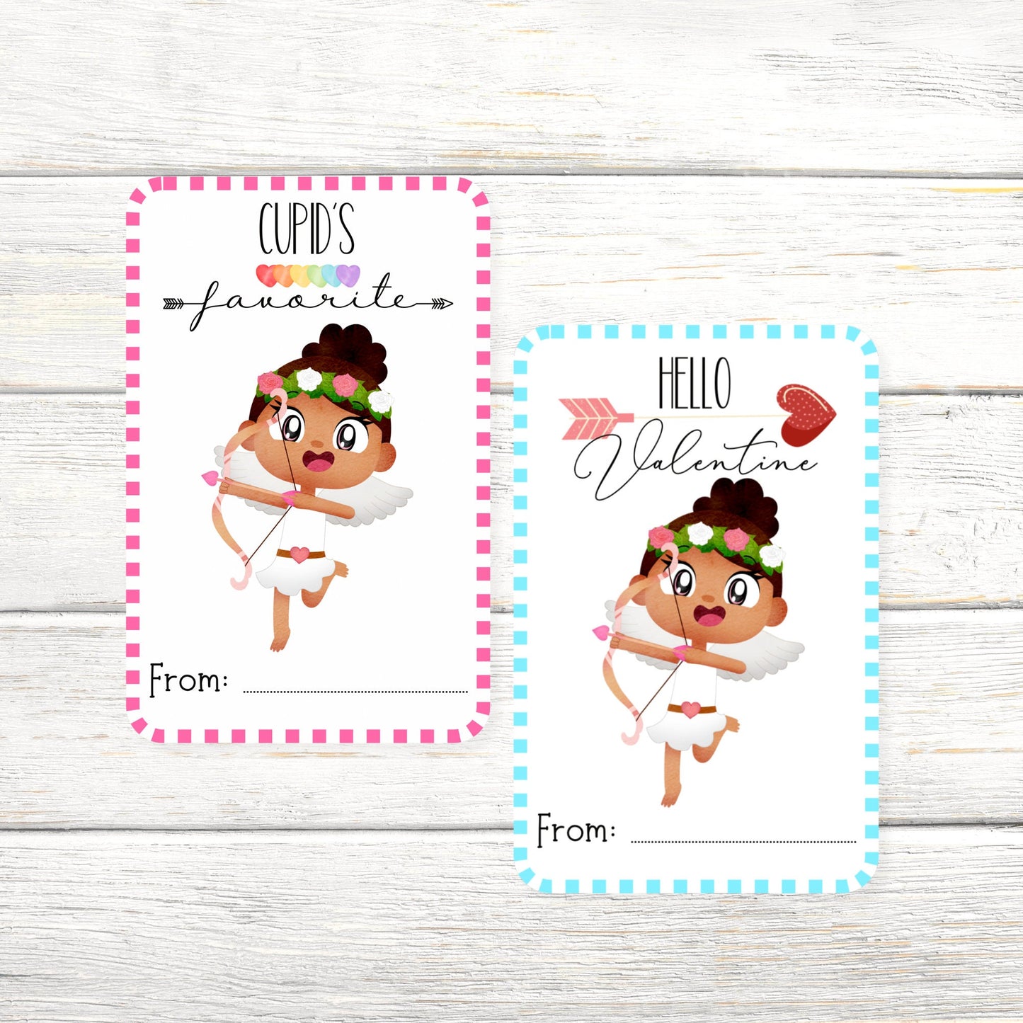 cherub valentine's day cards or stickers: cupid vibes girl set (3.5x2.25)