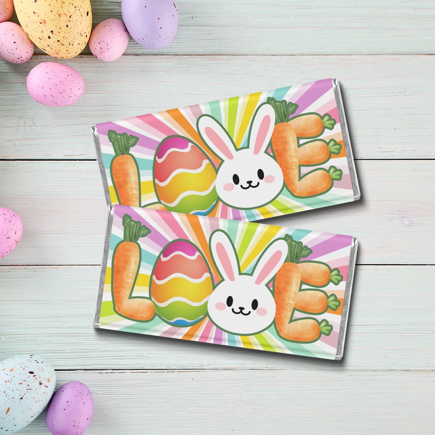 easter candy bar wrappers: love bunny design (fits 1.55oz bars)