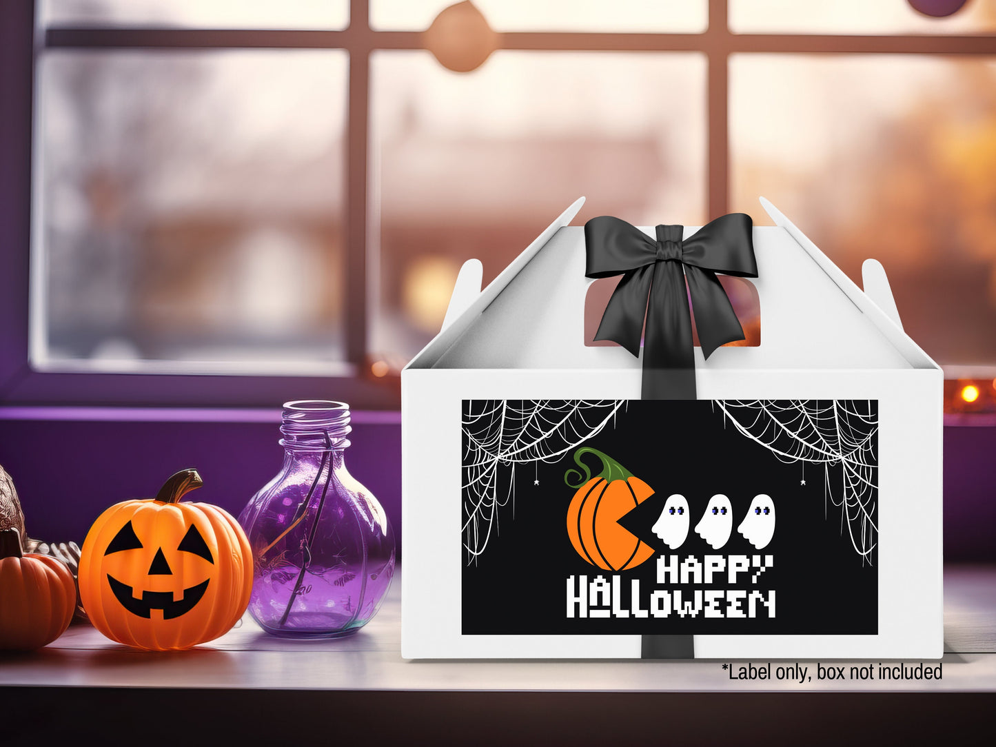 happy halloween gable box labels: pumpkin ghost chaser