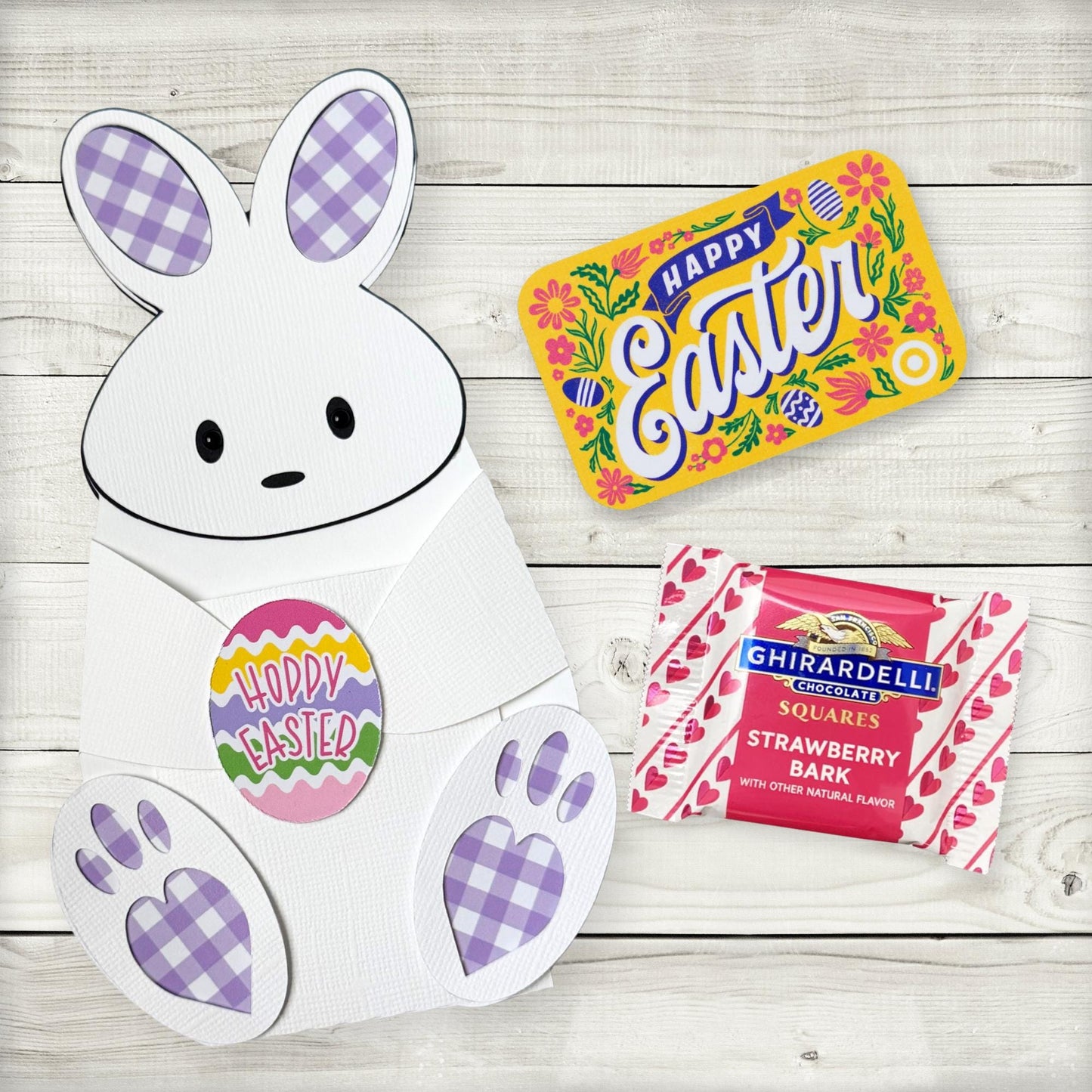 personalized gingham bunny easter gift card holder