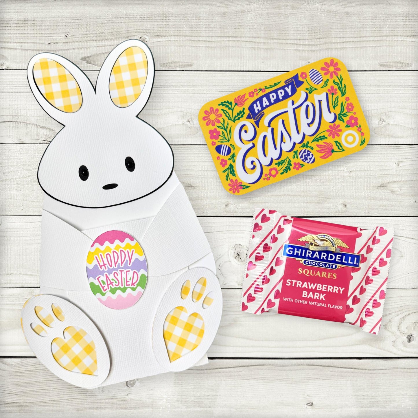 personalized gingham bunny easter gift card holder