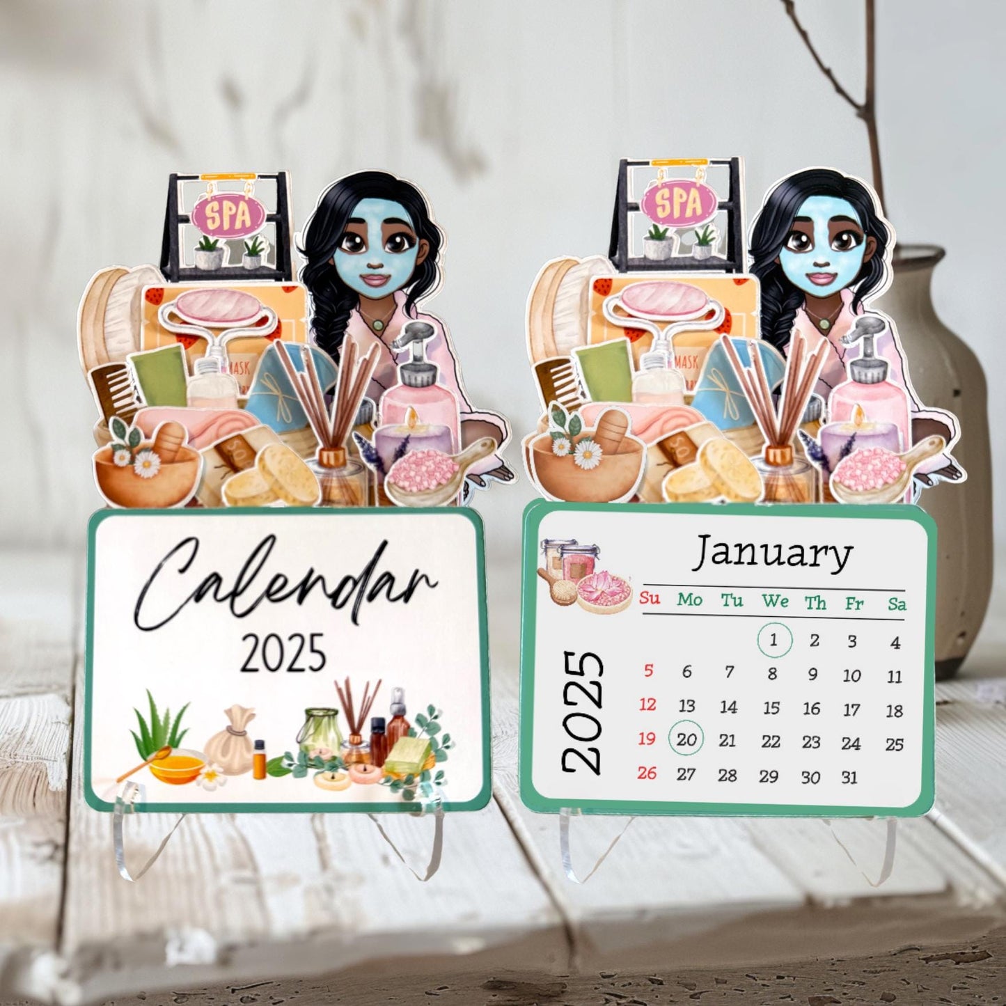 2025 mini spa desk calendar: african american self care