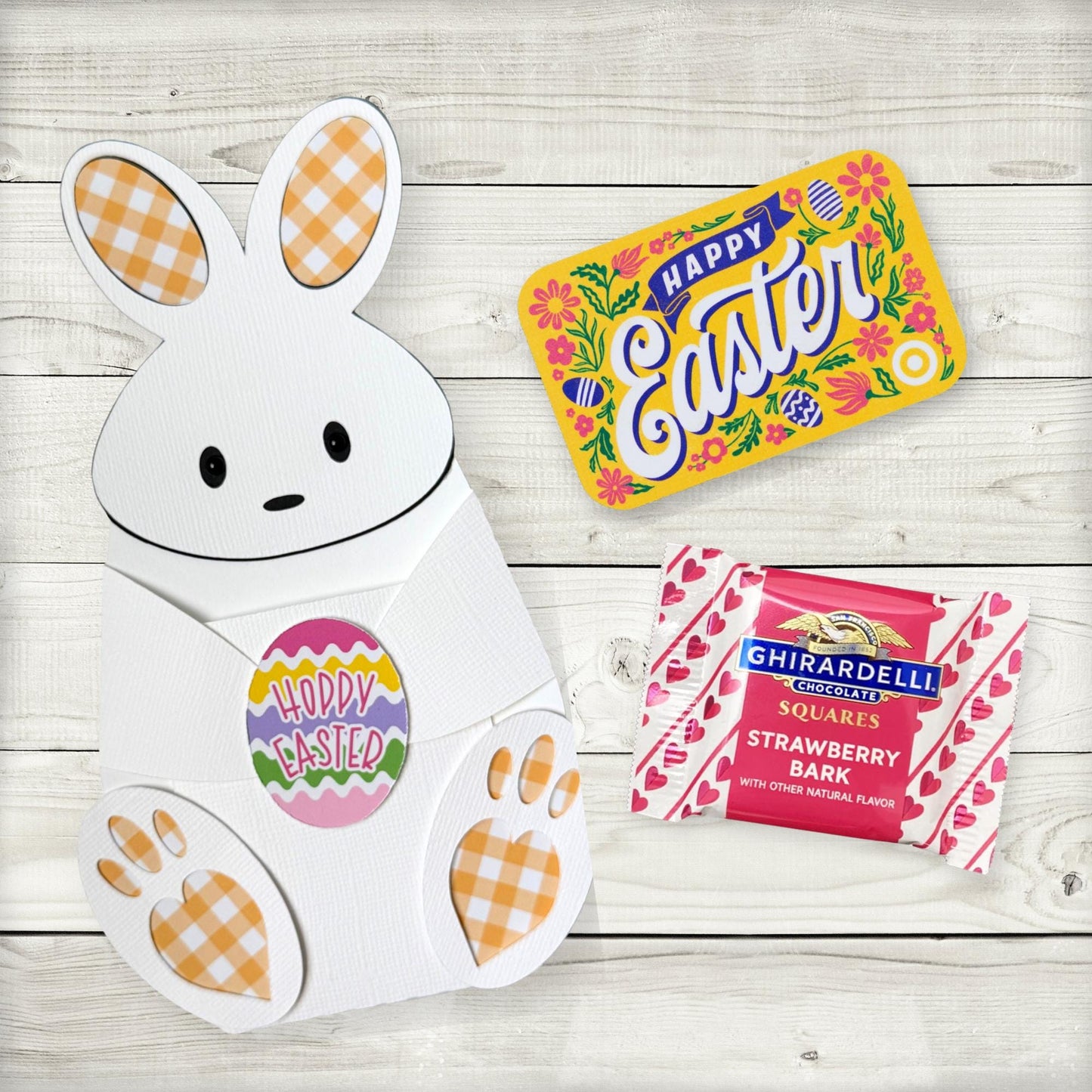personalized gingham bunny easter gift card holder