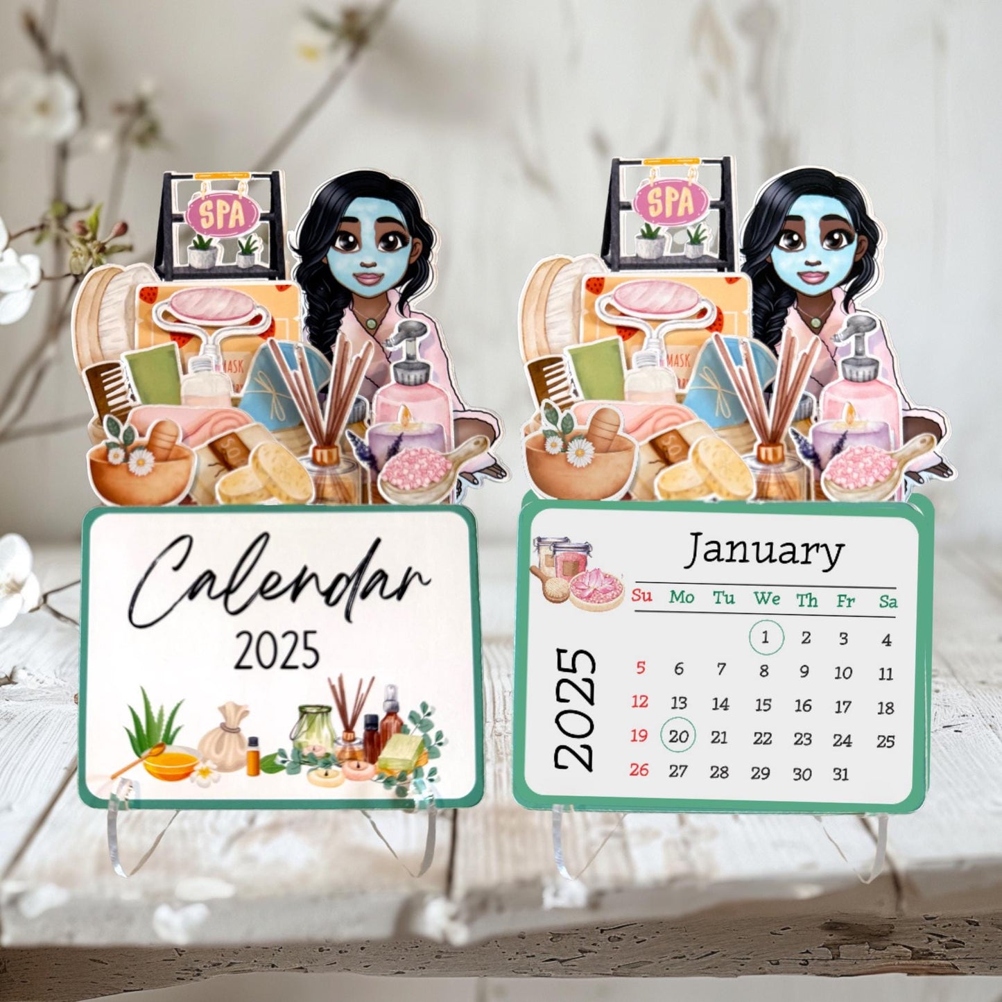 2025 mini spa desk calendar: african american self care