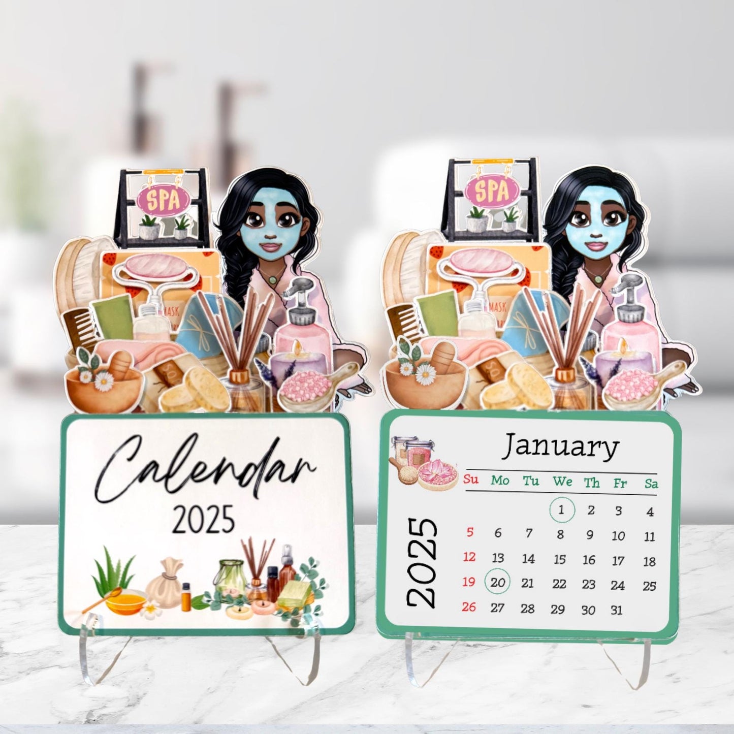 2025 mini spa desk calendar: african american self care