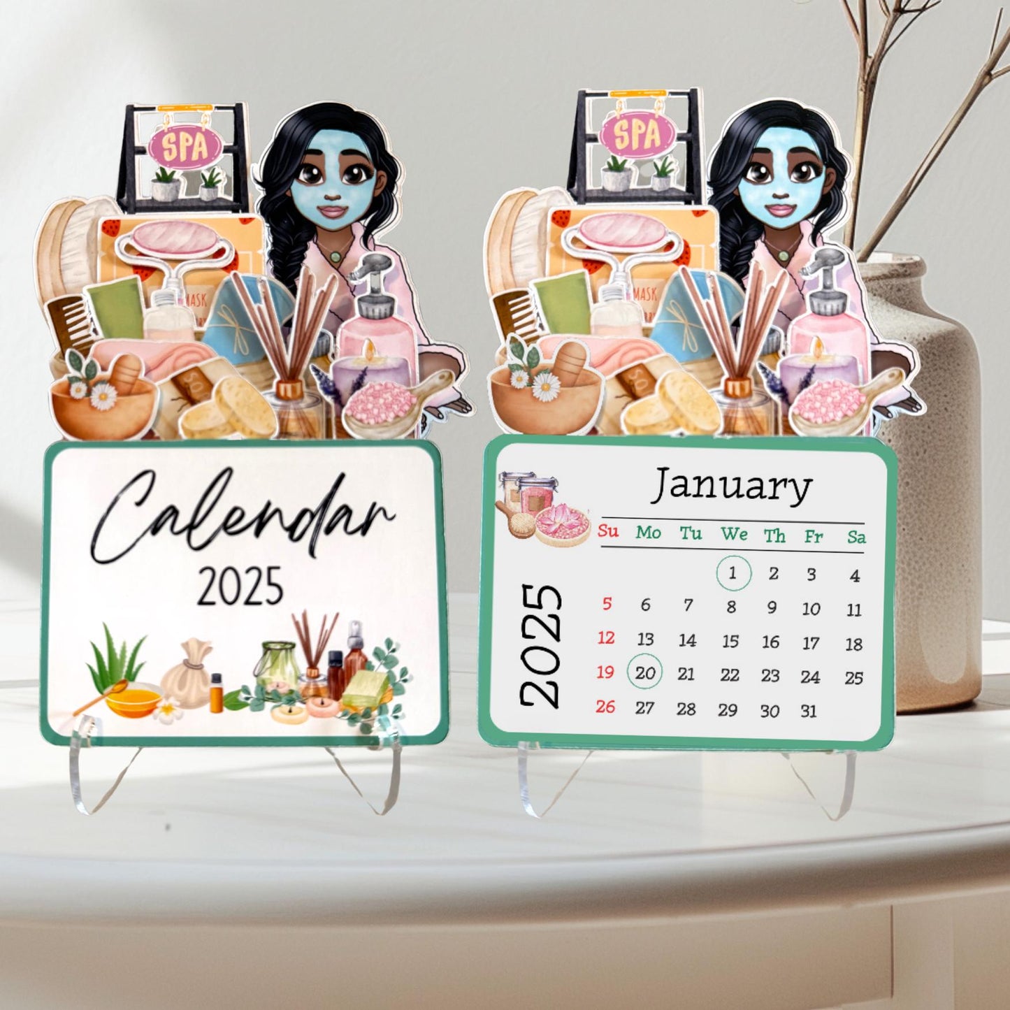 2025 mini spa desk calendar: african american self care