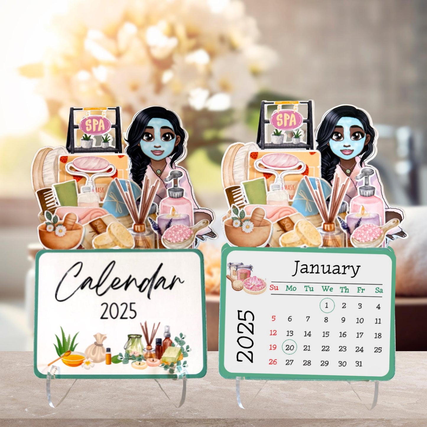 2025 mini spa desk calendar: african american self care
