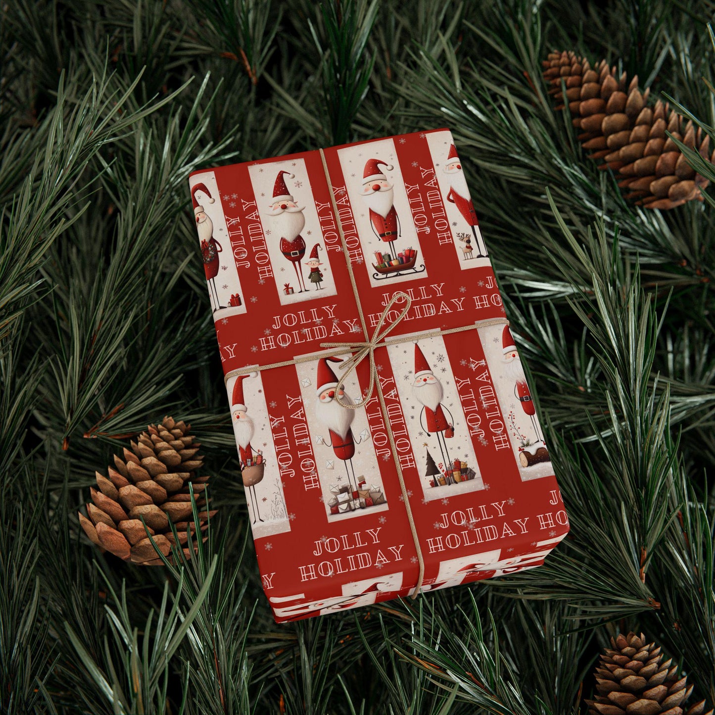 vintage jolly santa gift wrapping paper, christmas wrapping papers, cute gift wrap, seasonal paper, birthday wrapping, festive wrap