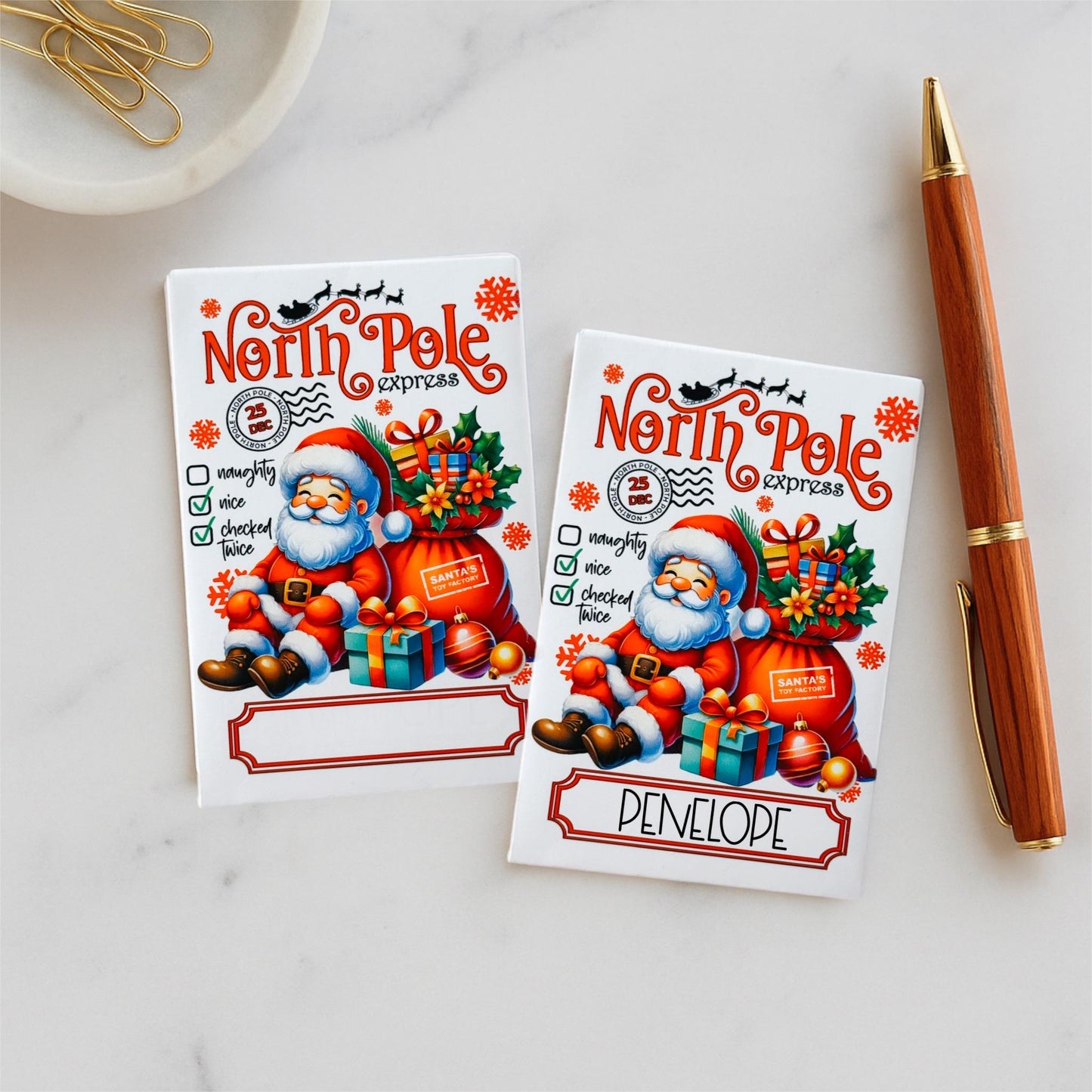personalized santa gift card holder: north pole express christmas envelope, bulk favors