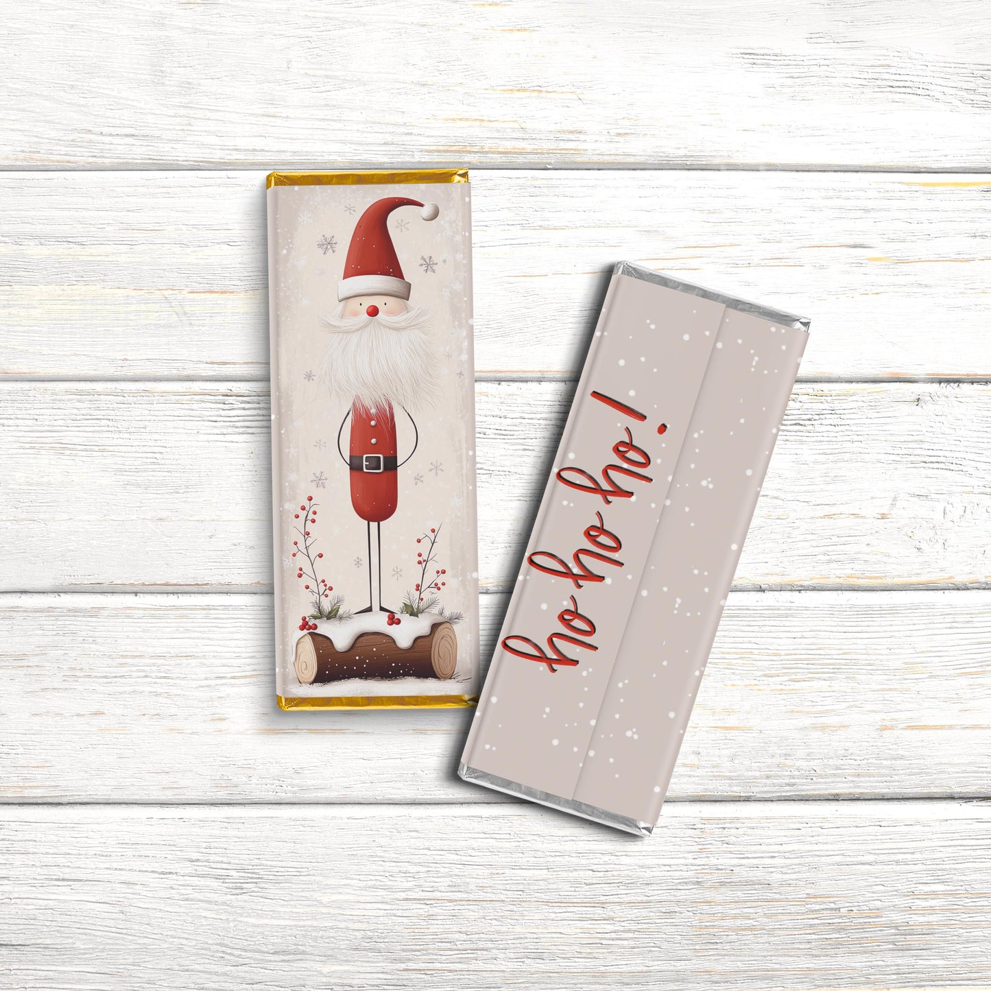christmas candy bar wrappers | scandinavian santa | stocking stuffer favors | bulk party wrappers only