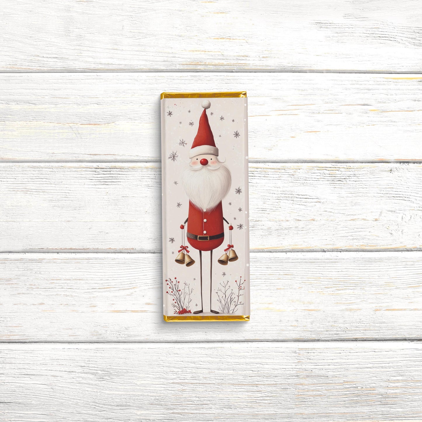 christmas candy bar wrappers | scandinavian santa | stocking stuffer favors | bulk party wrappers only