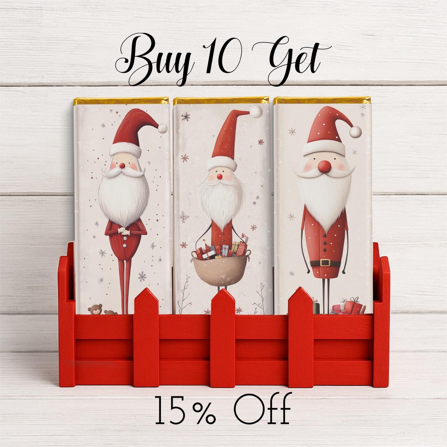 nordic santa chocolate bar wrappers: festive holiday party favors