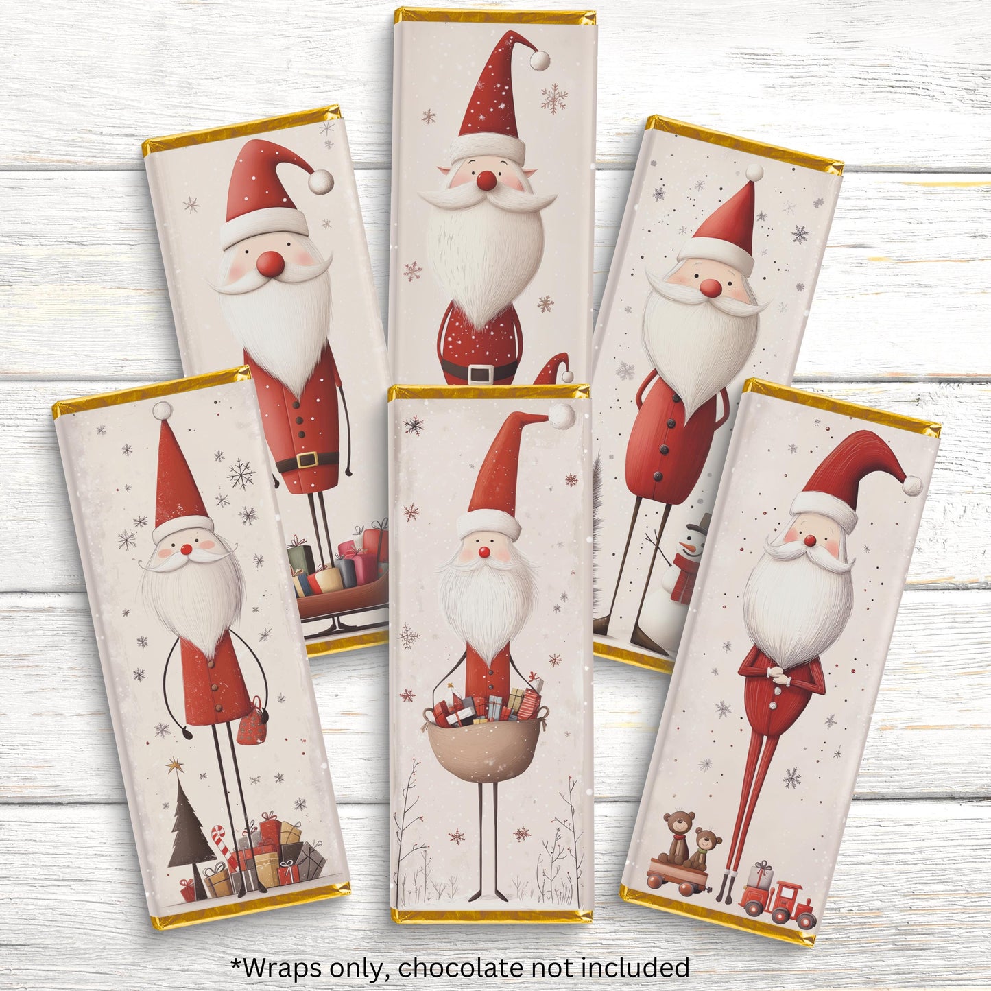 nordic santa chocolate bar wrappers: festive holiday party favors