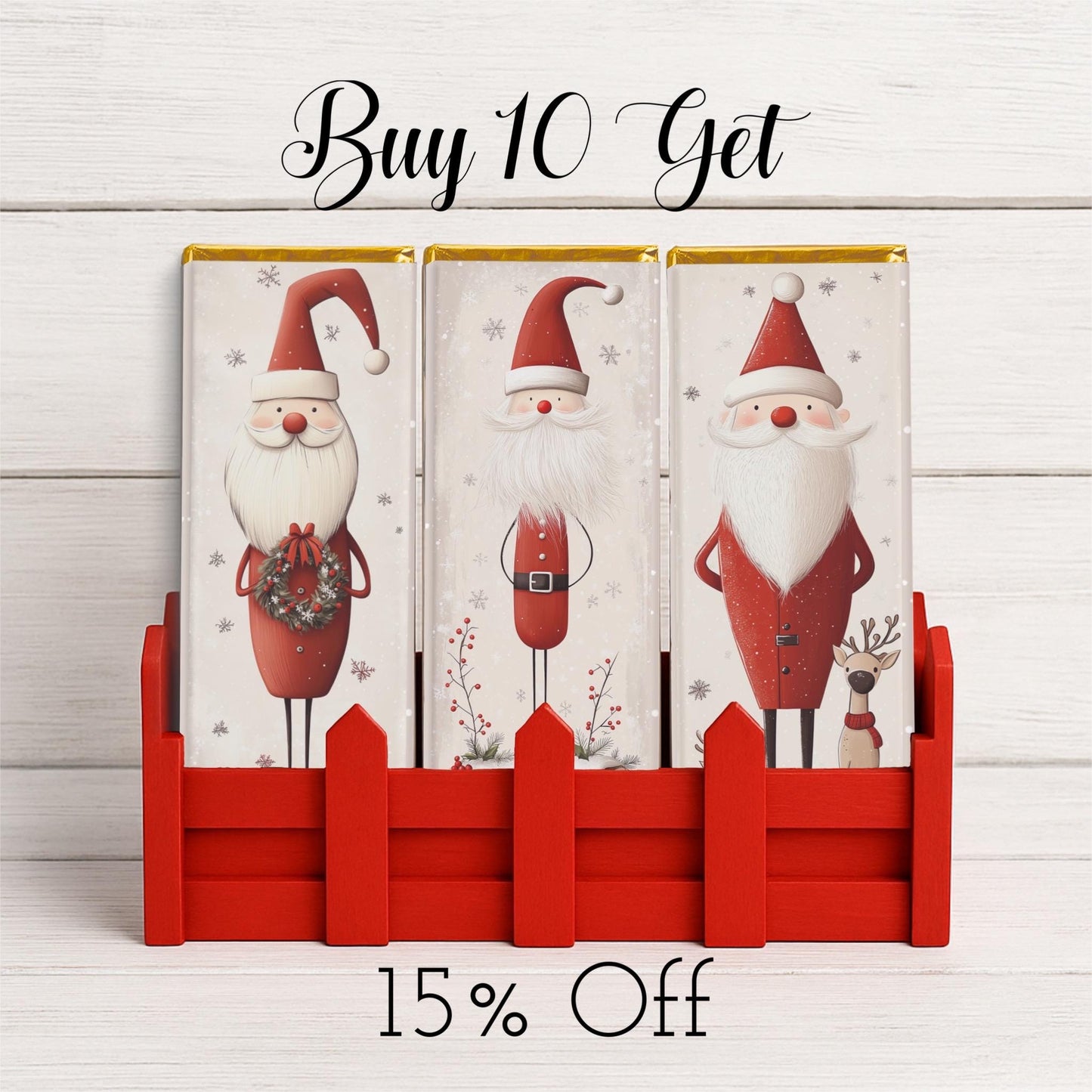 christmas candy bar wrappers | scandinavian santa | stocking stuffer favors | bulk party wrappers only