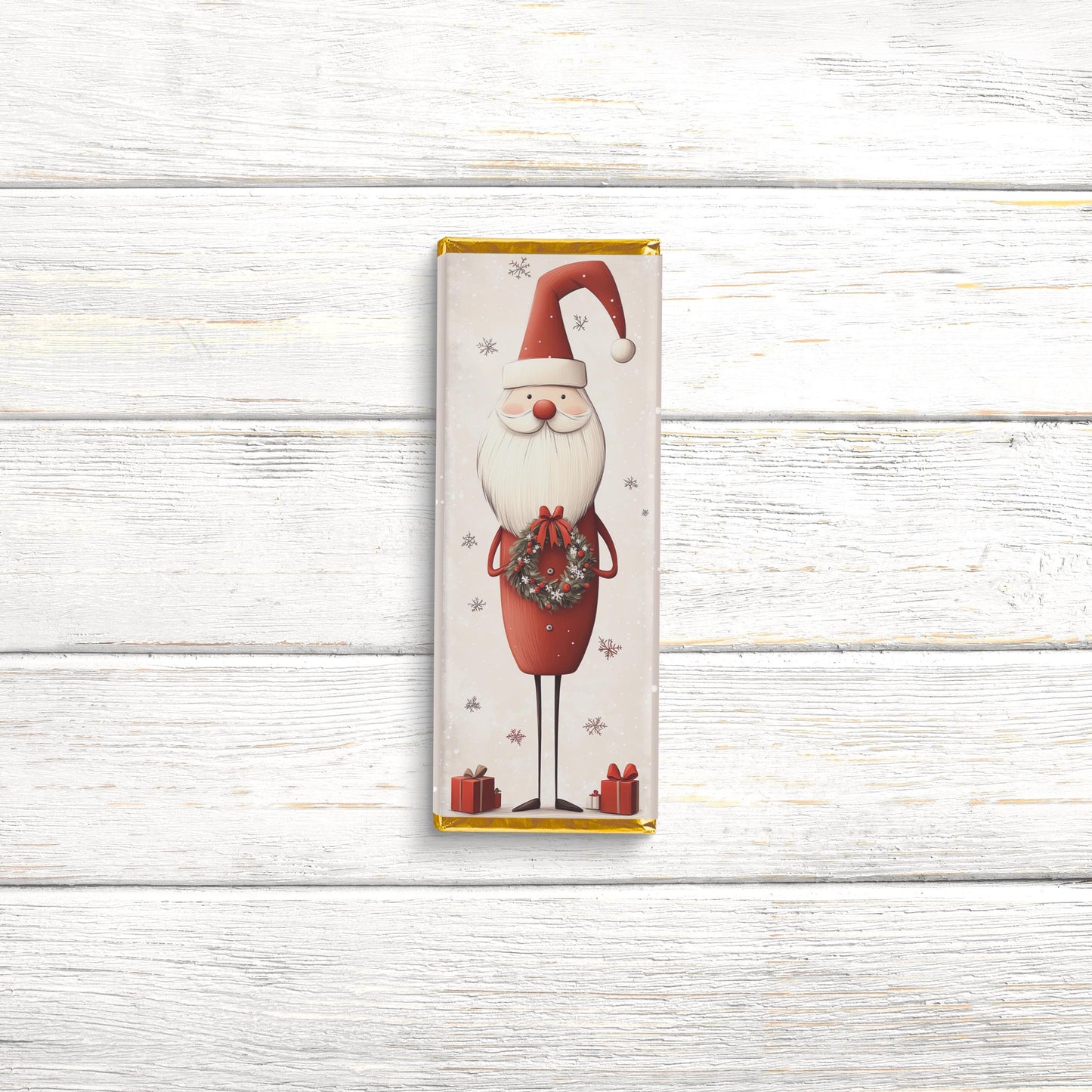 christmas candy bar wrappers | scandinavian santa | stocking stuffer favors | bulk party wrappers only