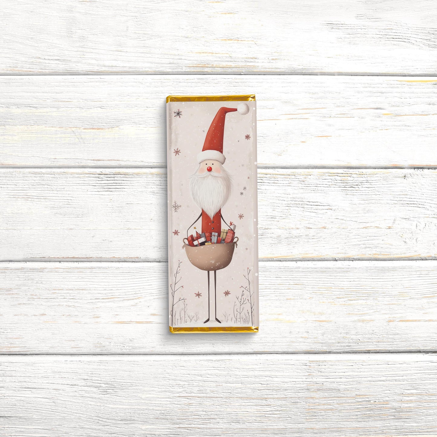 nordic santa chocolate bar wrappers: festive holiday party favors