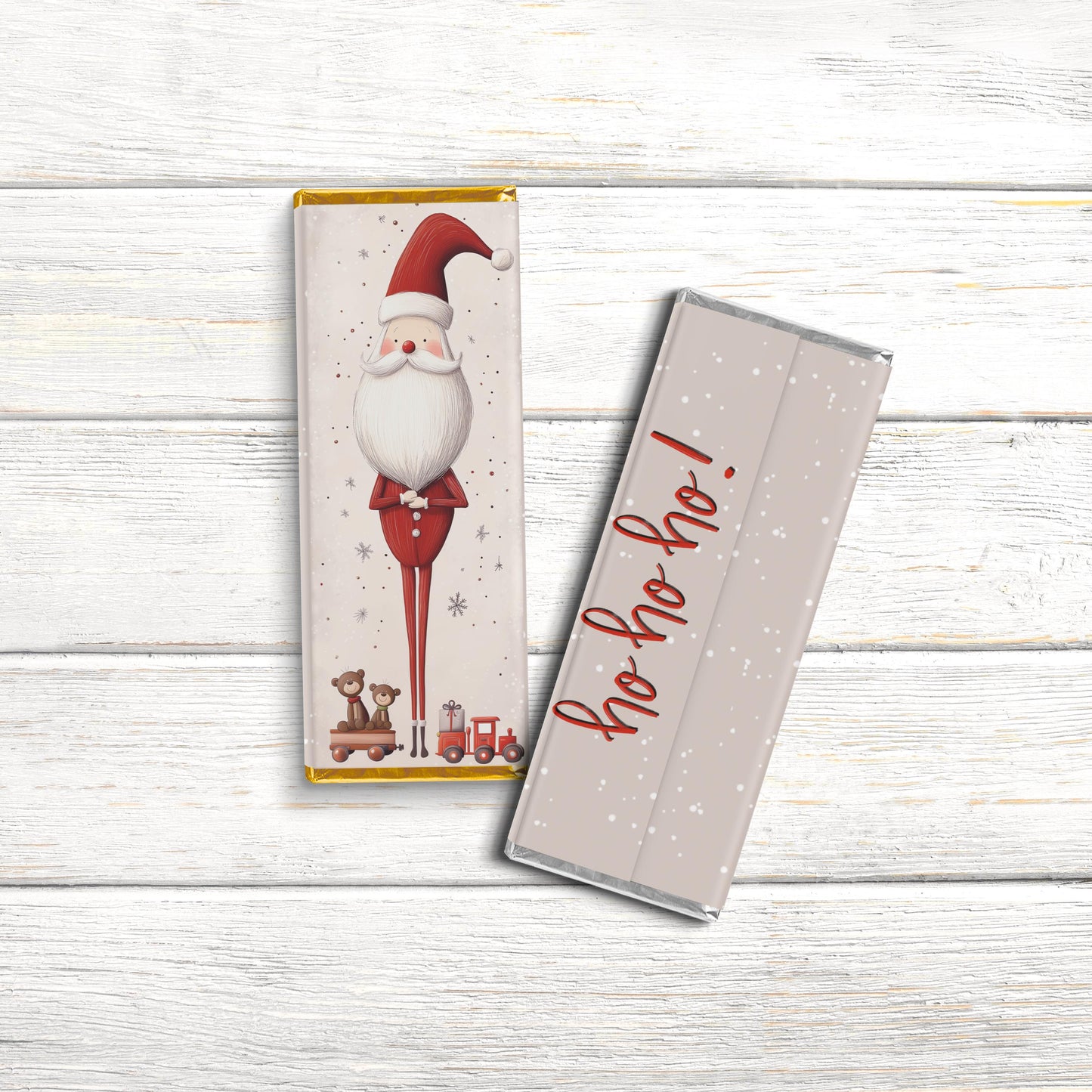 nordic santa chocolate bar wrappers: festive holiday party favors
