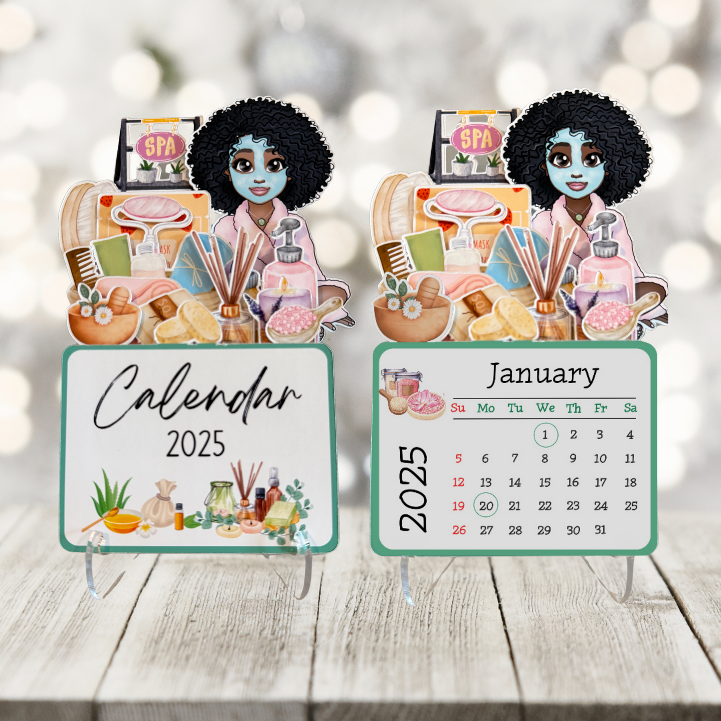 2025 self care and self love african american mini desk spa calendar - afro