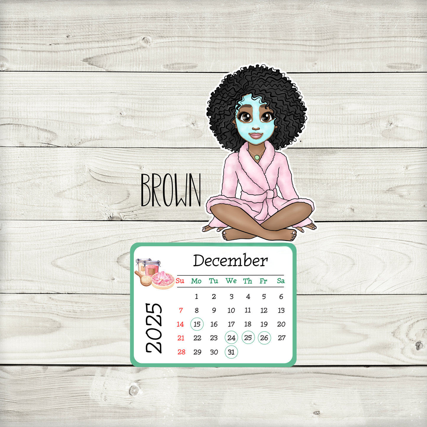 2025 self care and self love african american mini desk spa calendar - afro