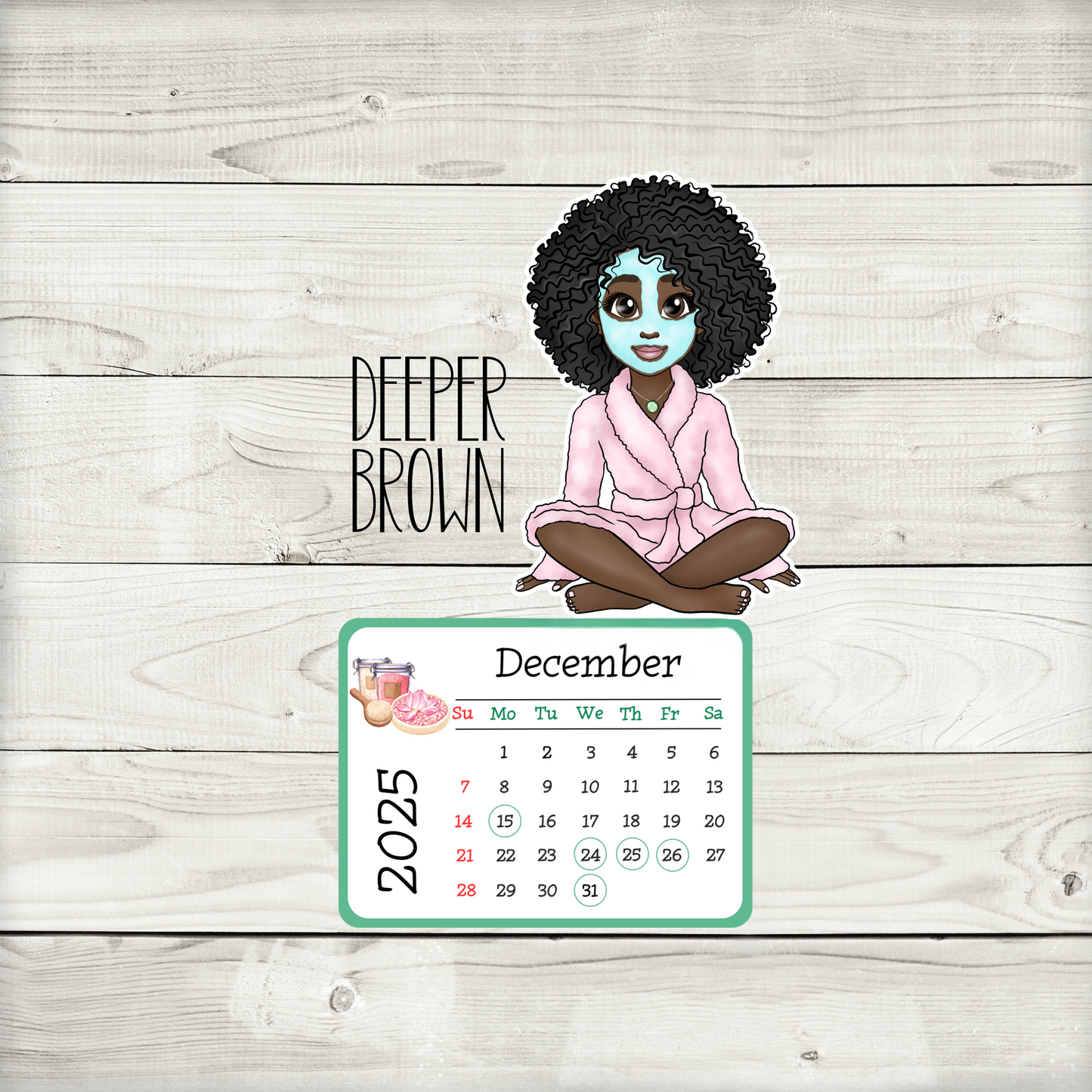 2025 self care and self love african american mini desk spa calendar - afro