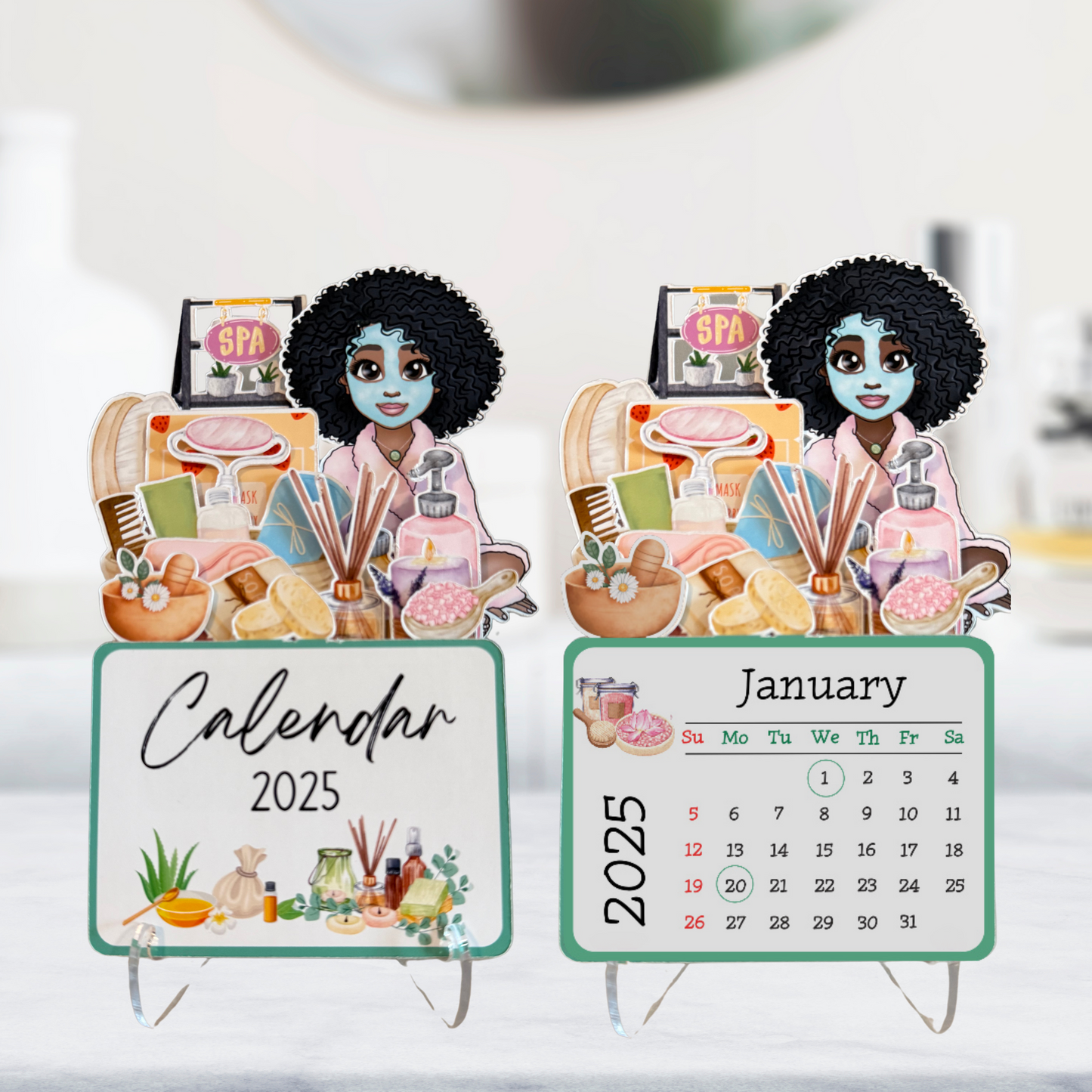 2025 self care and self love african american mini desk spa calendar - afro