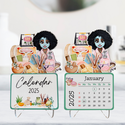 2025 Self Care and Self Love African American Mini Desk Spa Calendar - Afro