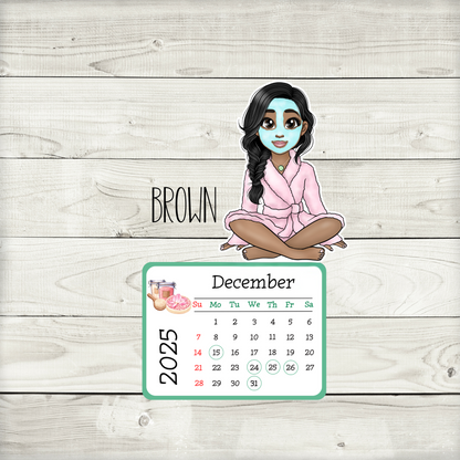 2025 Self Care and Self Love African American Mini Desk Spa Calendar - Side Braid