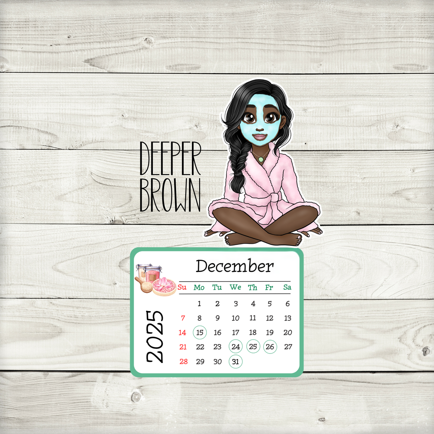 2025 self care and self love african american mini desk spa calendar - side braid