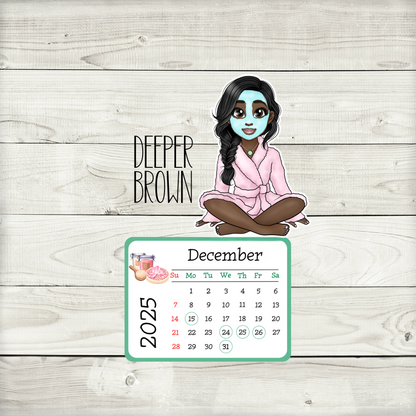 2025 Self Care and Self Love African American Mini Desk Spa Calendar - Side Braid