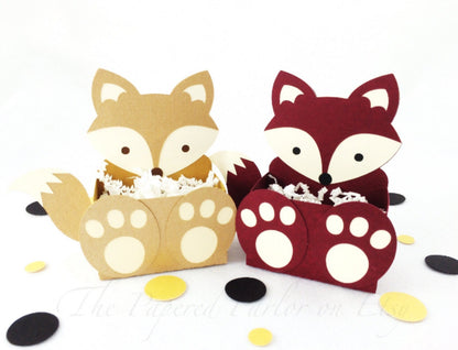 Fox Party Favor Box: Woodland Baby Shower Treat Bags