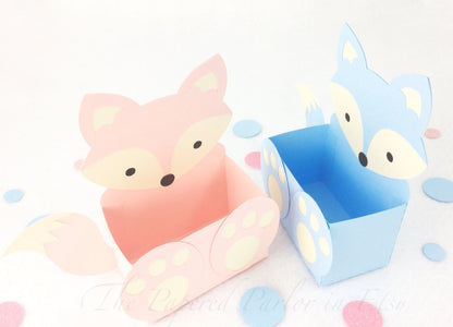 Fox Party Favor Box: Woodland Baby Shower Treat Bags
